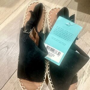 Toms Black Suede Espadrille Sandals